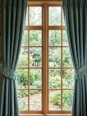 Vintage MCM Thick Brocade Draperies Set With Tassle Tie Backs 68x80